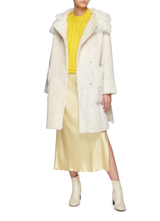 Figure View - Click To Enlarge - YVES SALOMON - Long Sleeves Lamb Fur Coat