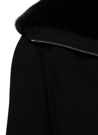  - YVES SALOMON - Mink Collar Cashmere Wool Mix Zip Up Jacket