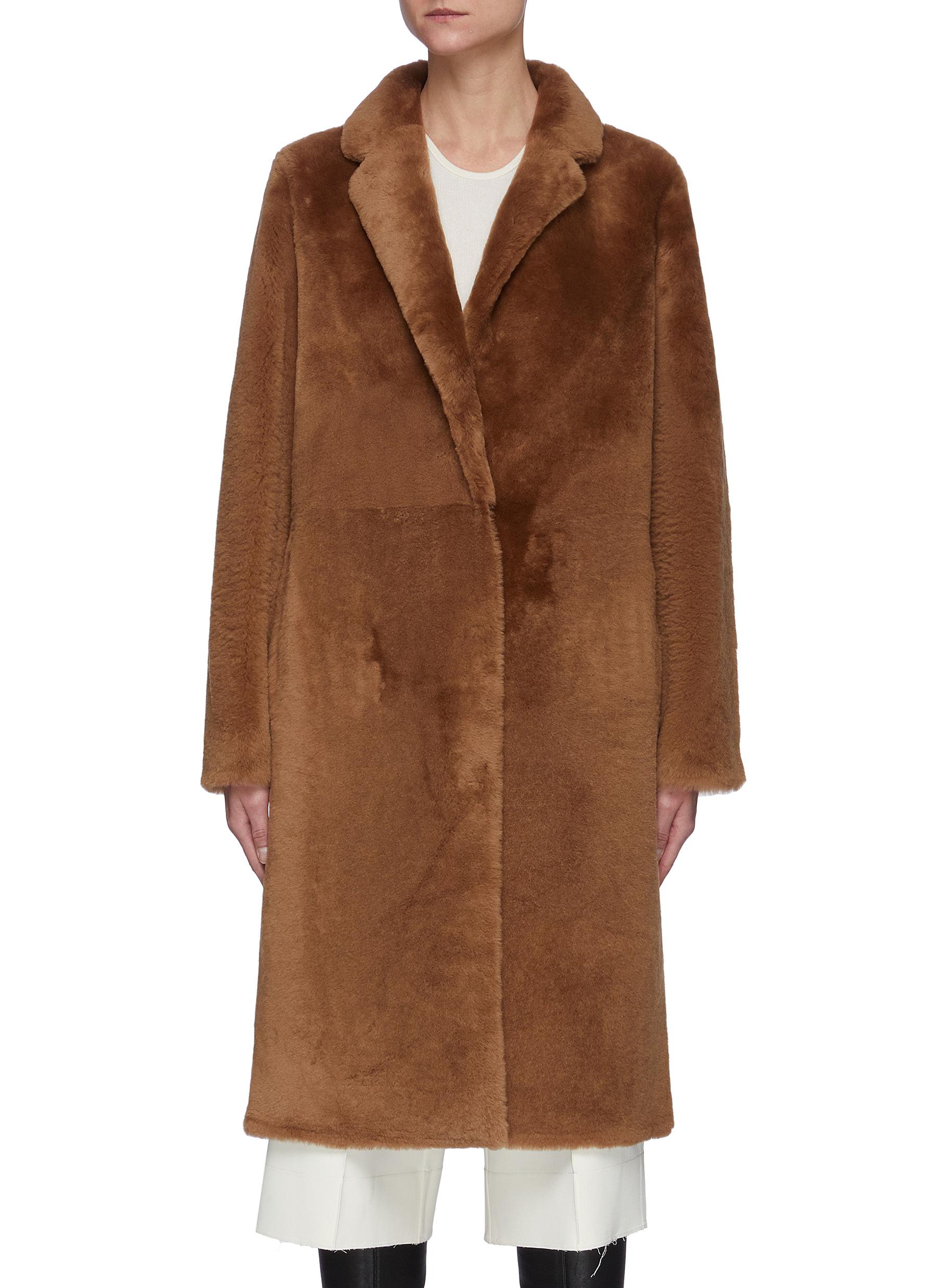 Yves Salomon Brown Meteo Maxi Single Breasted Coat In Brown