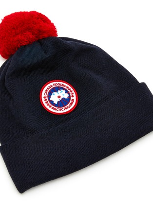 Detail View - Click To Enlarge - CANADA GOOSE - Bobble Logo Appliqued Wool Kids Beanie