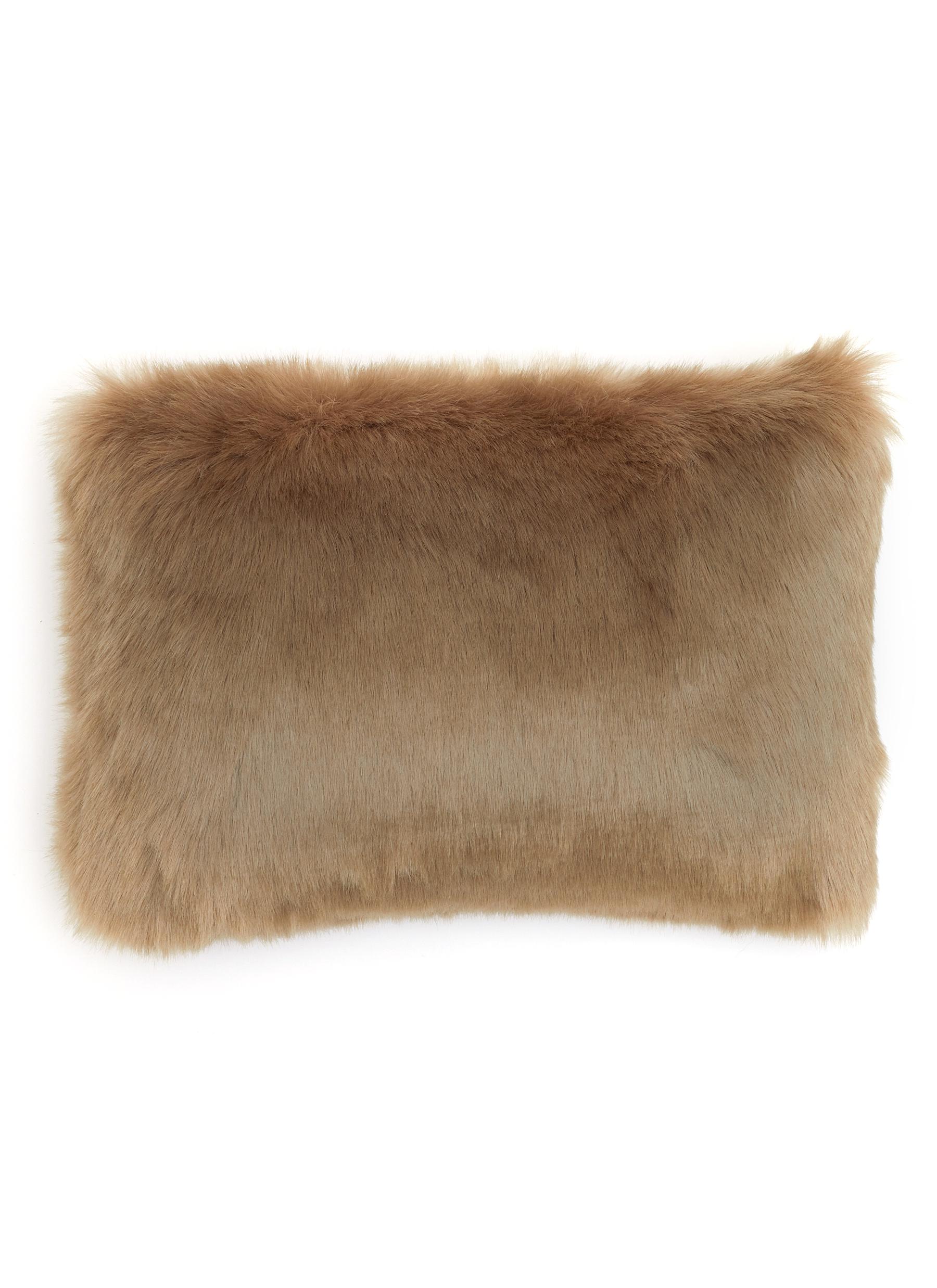 Faux Fur Rectangular Cushion - Ivory