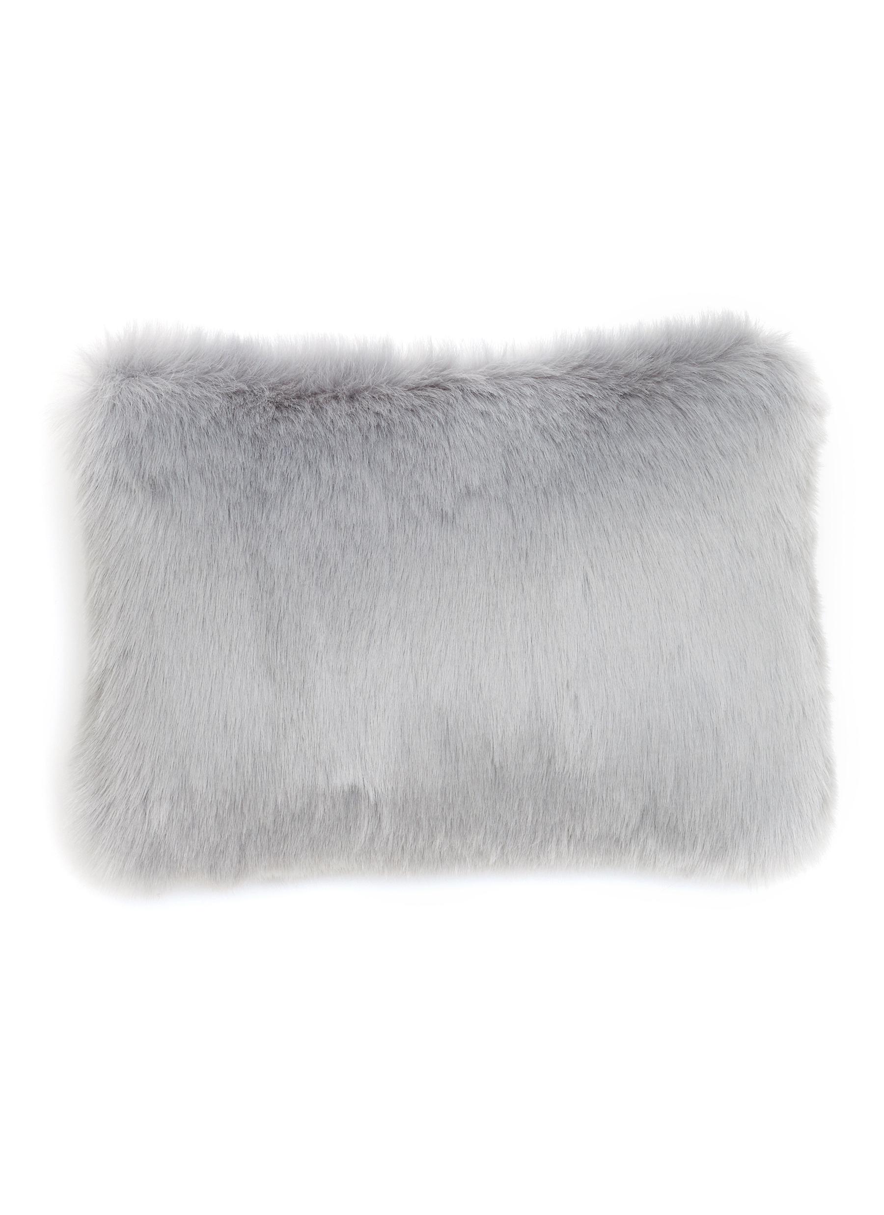 Faux Fur Rectangular Cushion - Grey