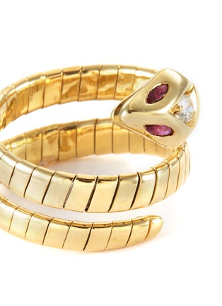 Detail View - Click To Enlarge - LANE CRAWFORD VINTAGE JEWELLERY - Diamond Ruby 18K Yellow Gold Snake Ring