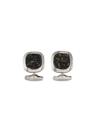 Main View - Click To Enlarge - TATEOSSIAN - Squared Rhodium-plated Slate Pyrite Cufflinks
