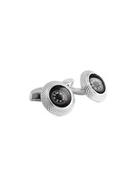 TATEOSSIAN コンパスカフリンクス Spazio Square Cufflinks in Palladium Plated with Black