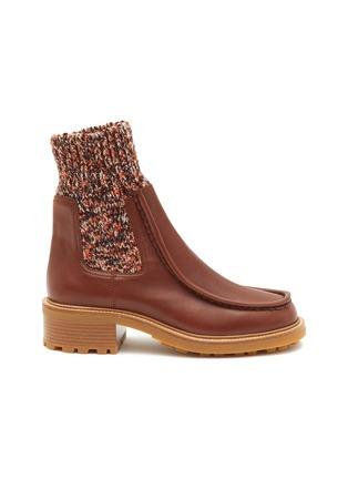 Main View - Click To Enlarge - CHLOÉ - Jamie' Knit Sock Shaft Calfskin Leather Chelsea Boots