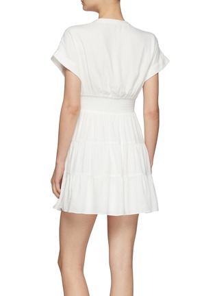 Back View - Click To Enlarge - ALICE & OLIVIA - Keela' Smocked Waist Button Up Dress