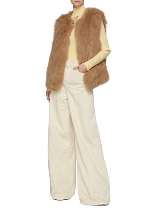 Figure View - Click To Enlarge - YVES SALOMON - Short Knitted Fox Gilet