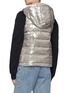 Back View - Click To Enlarge - YVES SALOMON - Nylon and Shaved Rabbit Reversible Hooded Sleeveless Down Jacket