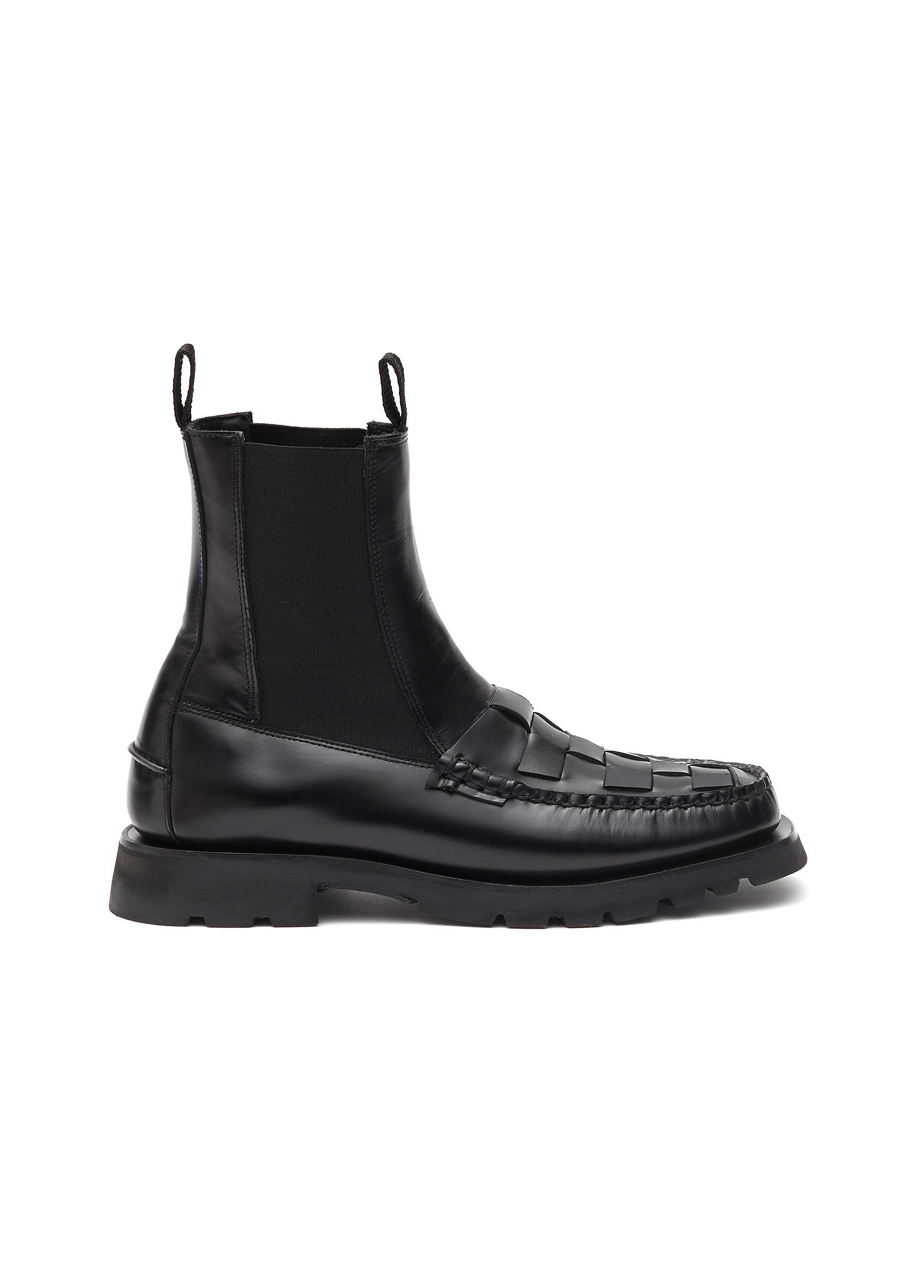 Alda’ Woven Toebox Leather Chelsea Boots
