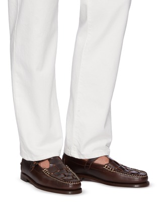 Figure View - Click To Enlarge - HEREU - Ferriol' Woven T-Bar Leather Loafers