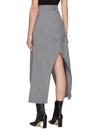 Back View - Click To Enlarge - MM6 MAISON MARGIELA - Slit Pinstriped A-Line Skirt