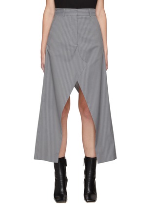 Main View - Click To Enlarge - MM6 MAISON MARGIELA - Slit Pinstriped A-Line Skirt