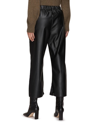 Back View - Click To Enlarge - MM6 MAISON MARGIELA - Faux Leather Cropped Boot Cut Pants
