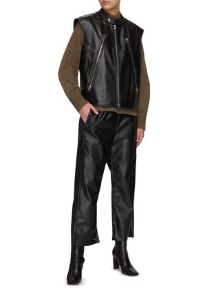 Figure View - Click To Enlarge - MM6 MAISON MARGIELA - Faux Leather Cropped Boot Cut Pants