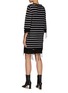 Back View - Click To Enlarge - MM6 MAISON MARGIELA - Distressed Striped Cotton Blend Knit Dress