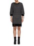 Main View - Click To Enlarge - MM6 MAISON MARGIELA - Distressed Striped Cotton Blend Knit Dress