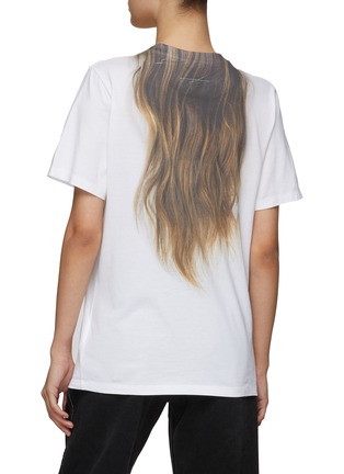 Back View - Click To Enlarge - MM6 MAISON MARGIELA - HAIR PRINT COTTON JERSEY T-SHIRT