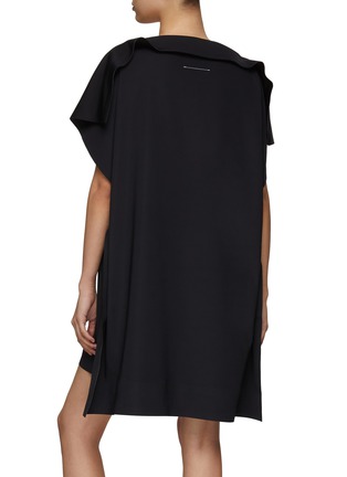 Back View - Click To Enlarge - MM6 MAISON MARGIELA - Draped Shoulder Panel Nylon T-shirt Dress