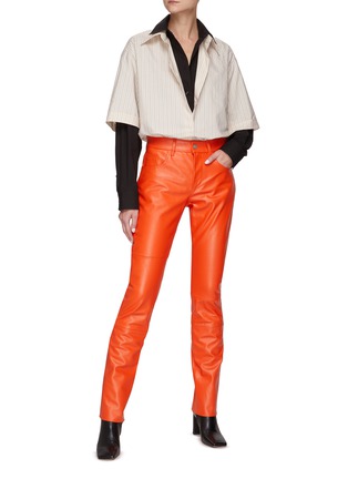 Figure View - Click To Enlarge - MM6 MAISON MARGIELA - Leather Skinny Pants