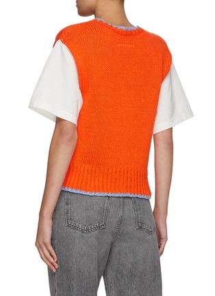 Back View - Click To Enlarge - MM6 MAISON MARGIELA - T-shirt Sleeve Cotton Blend Knitted Vest