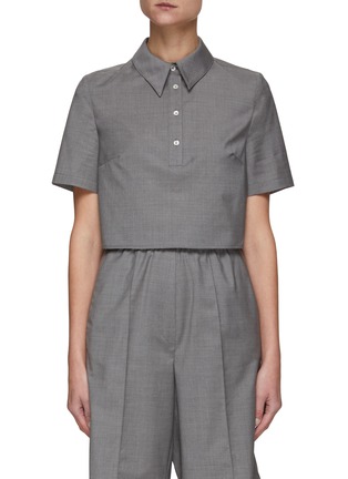 Main View - Click To Enlarge - LOULOU STUDIO - ‘Namil’ Short Sleeve Cropped Wool Shirt