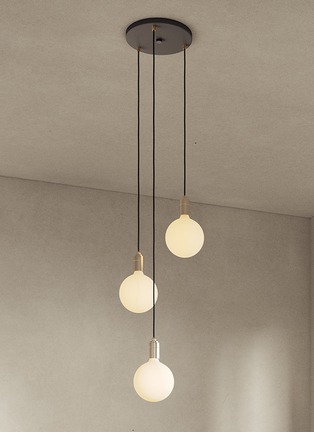Detail View - Click To Enlarge - TALA - Brass Triple Pendant with Sphere IV Bulbs – Black