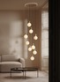 Detail View - Click To Enlarge - TALA - Brass Nine Pendant with Large Canopy and Sphere IV Bulbs – White/Brass