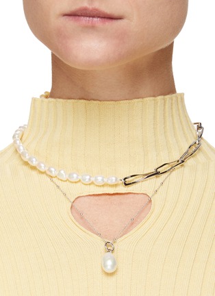 Figure View - Click To Enlarge - MISSOMA - Baroque Pearl Silver Plated Brass Twisted Link Necklace