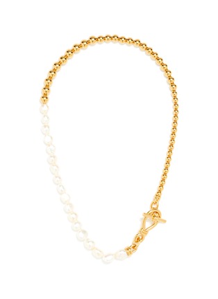 Main View - Click To Enlarge - MISSOMA - Baroque' 18k Gold-plated Beaded Pearl T-Bar Necklace