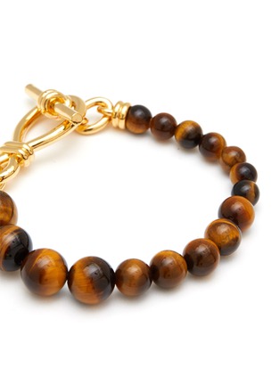 Detail View - Click To Enlarge - MISSOMA - 18k Gold-plated Tigers Eye Graduated Sphere T-Bar Bracelet