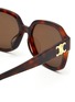 Detail View - Click To Enlarge - CELINE - Triomphe Tortoise Shell Acetate Oversized Angular Sunglasses