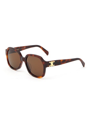 Main View - Click To Enlarge - CELINE - Triomphe Tortoise Shell Acetate Oversized Angular Sunglasses