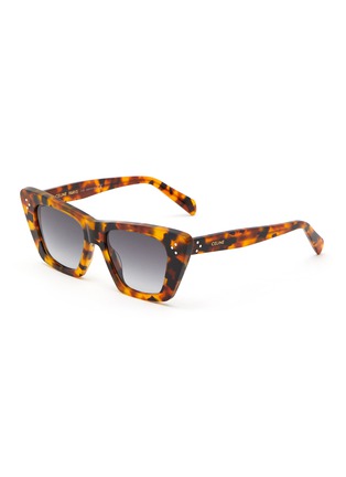 Main View - Click To Enlarge - CELINE - Branded Tortoise Shell Acetate Cat Eye Sunglasses