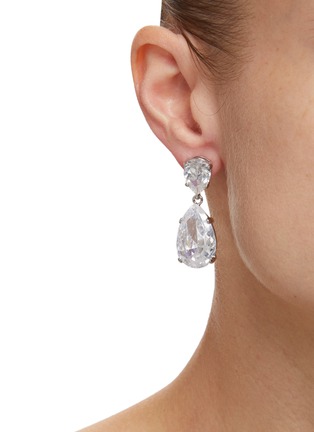 Figure View - Click To Enlarge - CZ BY KENNETH JAY LANE - Double Pear Cut Cubic Zirconia Statement Earrings