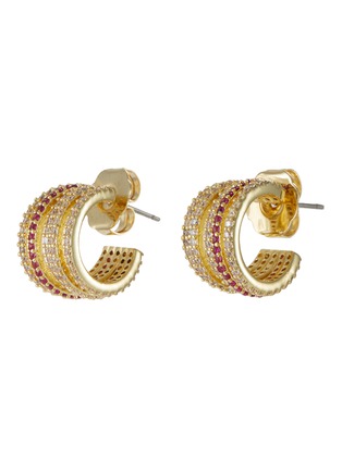 Main View - Click To Enlarge - CZ BY KENNETH JAY LANE - Bicoloured Cubic Zirconia Multi Small Hoop Earrings