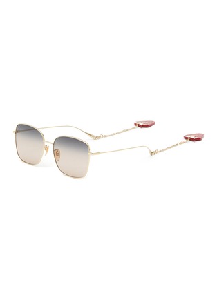 Main View - Click To Enlarge - GUCCI - Logo Strawberry Charm Metal Square Frame Sunglasses