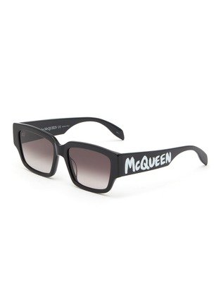 Main View - Click To Enlarge - ALEXANDER MCQUEEN - Graffiti Logo Print Acetate Thick Frame Sunglasses