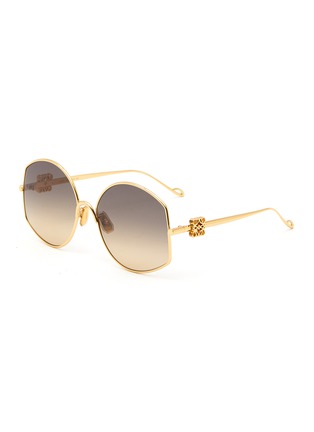 Main View - Click To Enlarge - LOEWE - Anagram Appliqued Metal Oversized Round Sunglasses