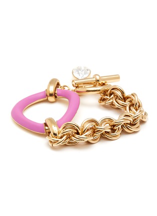 Main View - Click To Enlarge - JW ANDERSON - OVERSIZED LINK CHAIN GOLD PLATED BRASS CRYSTAL BRACELET