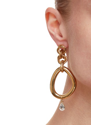 Figure View - Click To Enlarge - JW ANDERSON - Crystal Drop Oversized Link Chain Gold-plated Earrings