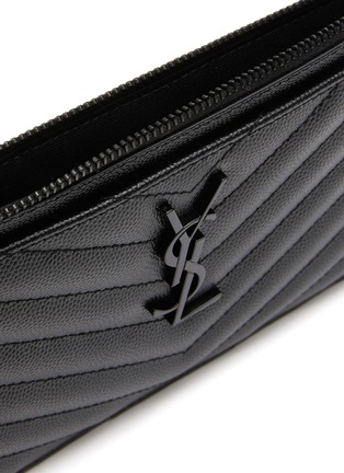 Detail View - Click To Enlarge - SAINT LAURENT - Tonal Logo Plaque Zipped Leather Pouch