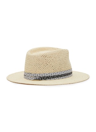 Figure View - Click To Enlarge - MAISON MICHEL - MONOGRAM FEDORA NATURAL STRAW HAT