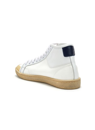 Detail View - Click To Enlarge - SAINT LAURENT - Logo Print Canvas Leather Mid Top Sneakers