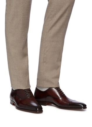 Figure View - Click To Enlarge - MAGNANNI - Cap Toe 6-Eyelet Leather Oxford Shoes