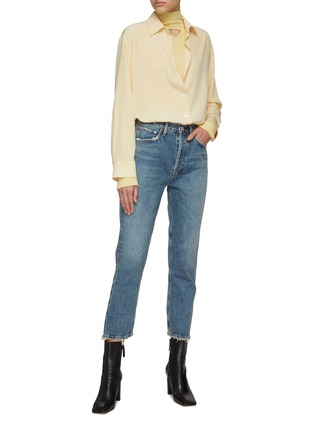 Figure View - Click To Enlarge - AGOLDE - Riley' Straight Leg Wash Denim Crop Jeans