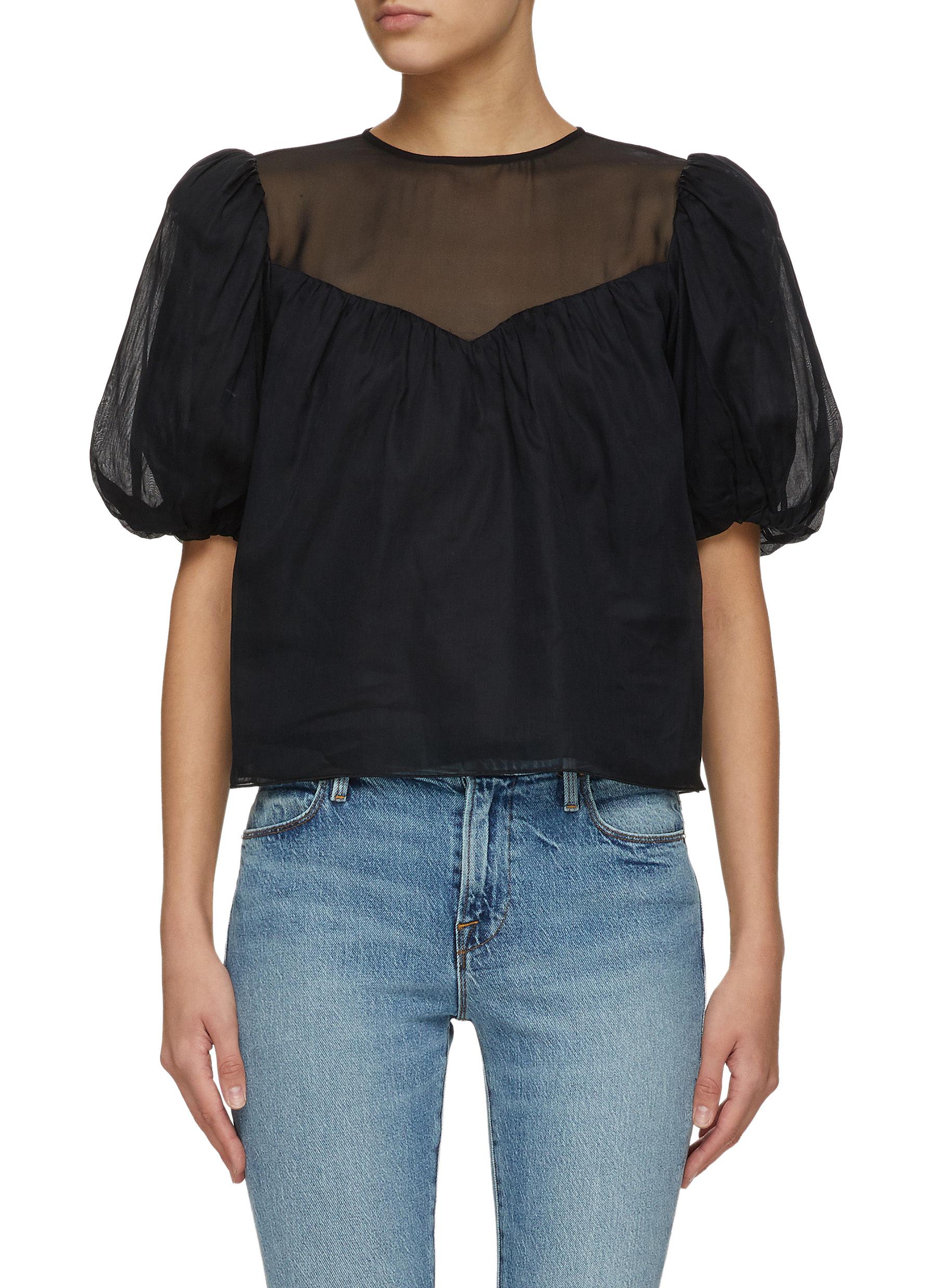 FRAME DENIM | SHEER INSET SILK TOP 