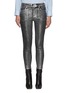 Main View - Click To Enlarge - FRAME - ‘Le High’ Silver Chrome Coated Skinny Crop Jeans