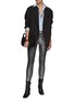 Figure View - Click To Enlarge - FRAME - ‘Le High’ Silver Chrome Coated Skinny Crop Jeans