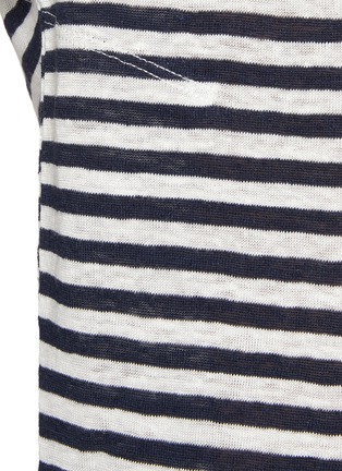  - FRAME - Striped Linen Scoop Neck T-shirt